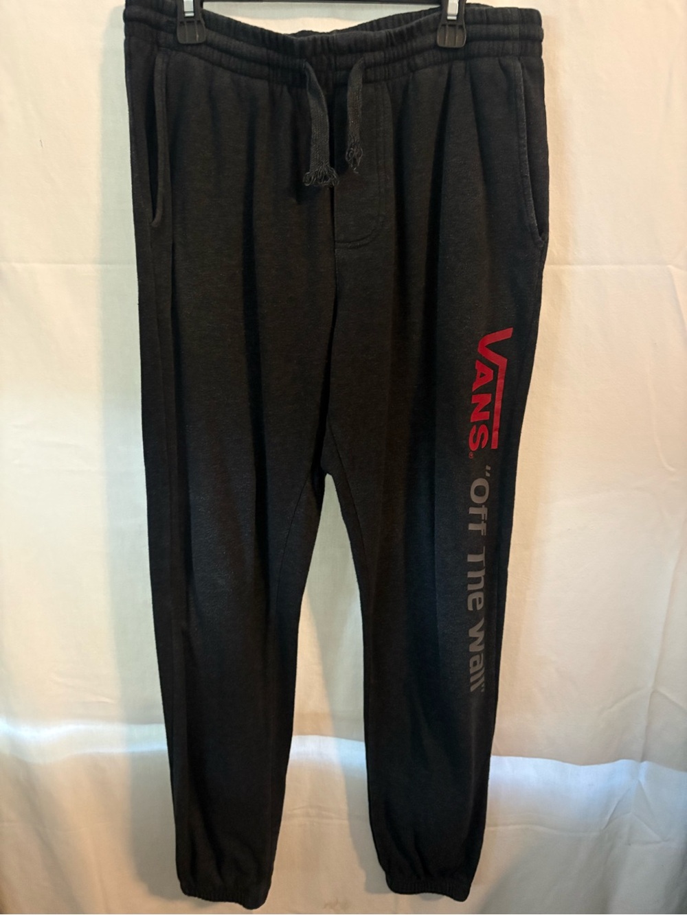 Vans Black Jogger Pants with Red Side Logo